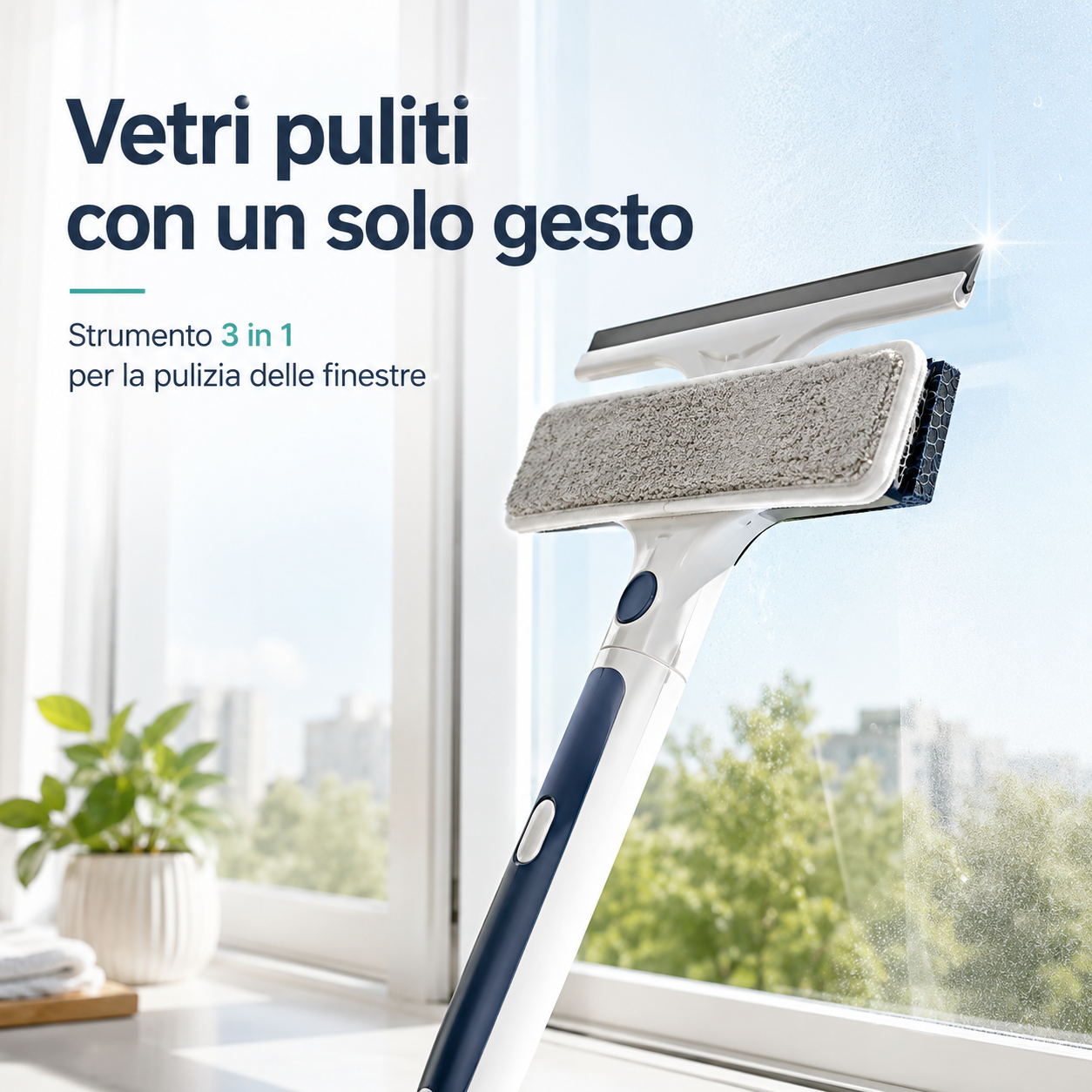 Strumento per la Pulizia delle Finestre 3 in 1
